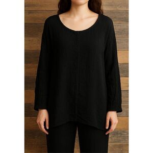 Flax NWOT relaxed fit linen cotton top tunic black size medium